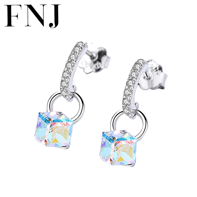 

FNJ Earrings 925 Silver Jewelry Original Pure S925 Sterling Silver Stud Earring for Women Cubic Zircon