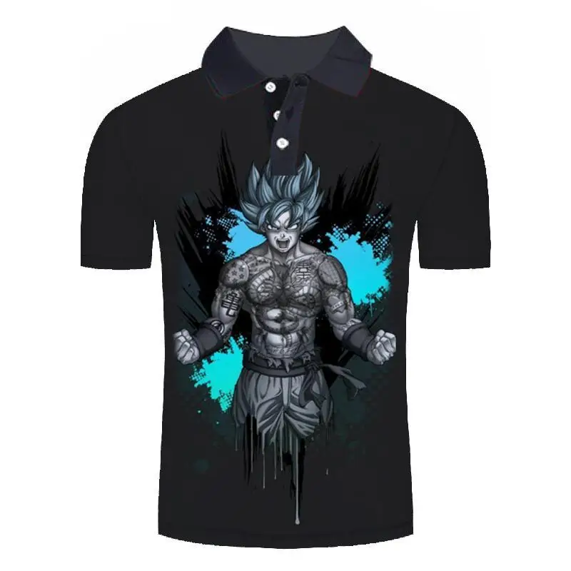 2019 Новая мужская рубашка поло seven dragon beads Z Goku 3D печать на заказ Удобная черная
