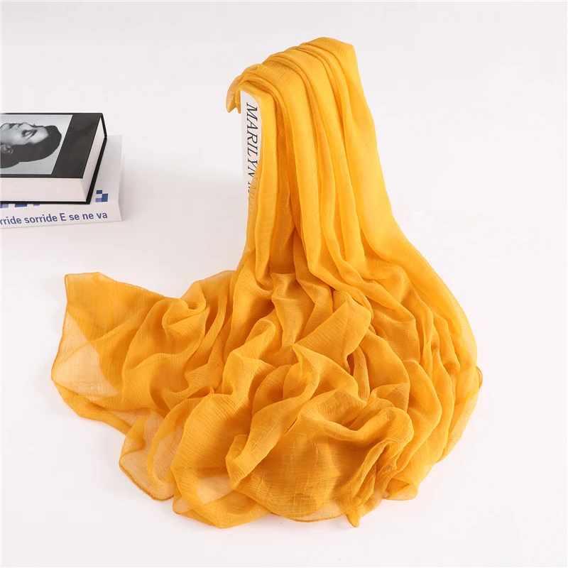 2021 летний женский шарф модные однотонные шелковые шарфы большого размера для