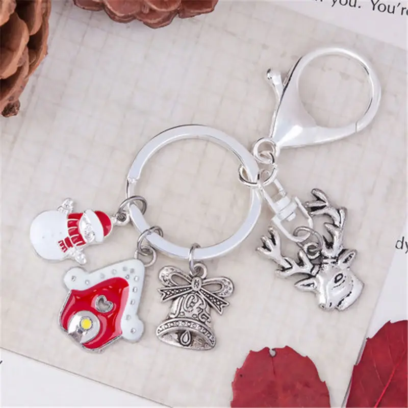 1 шт. брелок для ключей Рождественский Снеговик Олень домик Jingle колокольчик