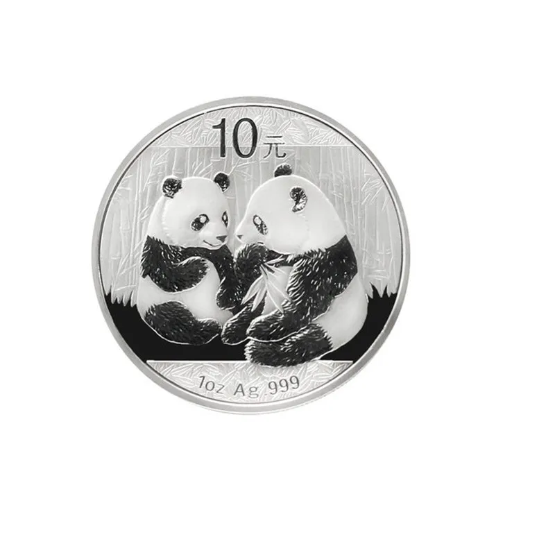 Посеребренная монета в виде панды 2009 года 1 унция 10 юаней оригинальной коробке и