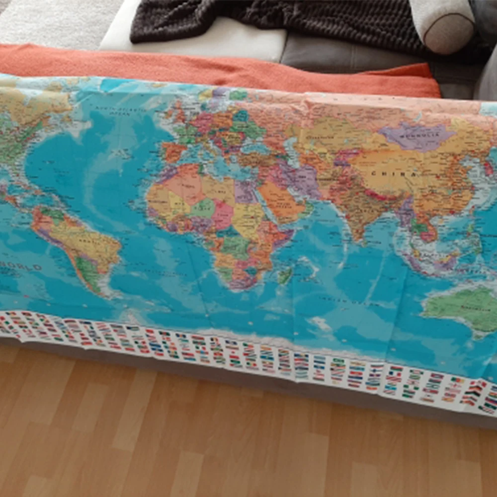 70*50 см карта мира с национальными флагами HD печатная Картина на холсте настенный