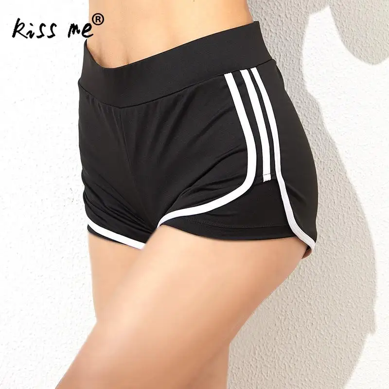 Однотонные женские спортивные шорты беговой костюм женский эластичный пояс