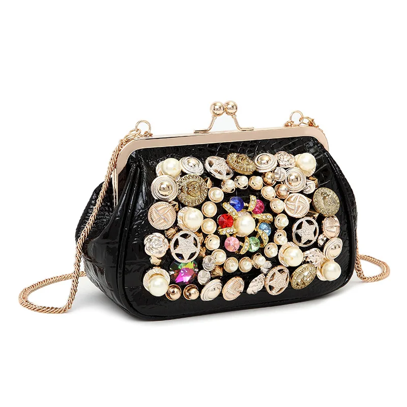 2019 черная женская сумка из лакированной кожи в стиле панк заклепка горного