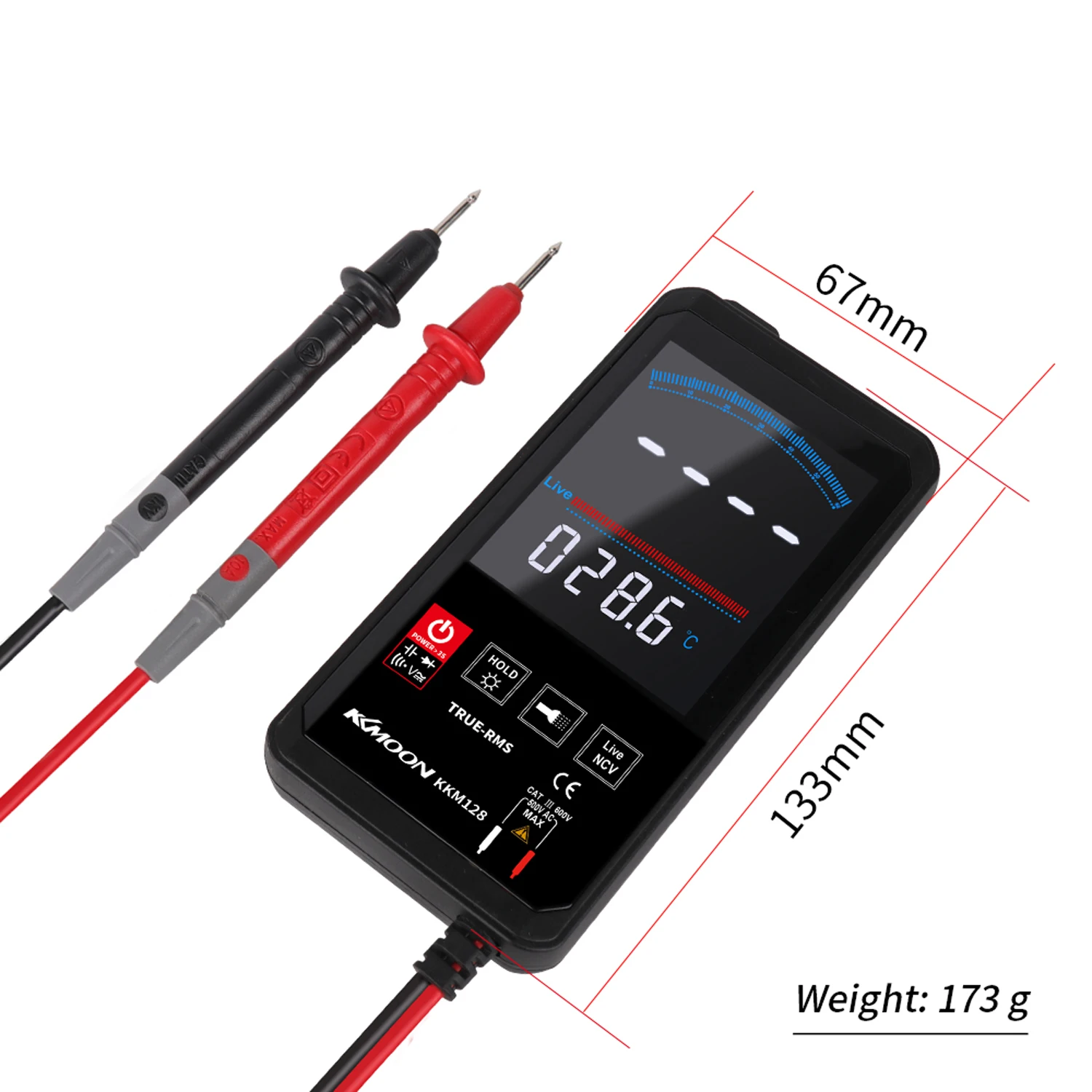 

KKmoon KKM128 4.7 Inch Touching Color Screen Ultra-thin Multimeter Voltage Frequency Capacitance Resistance Meter 6000 Counts