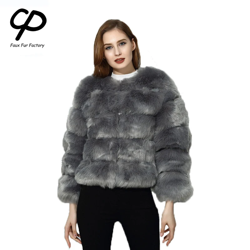 CP искусственный мех фабричное Женское зимнее теплое пальто из искусственного