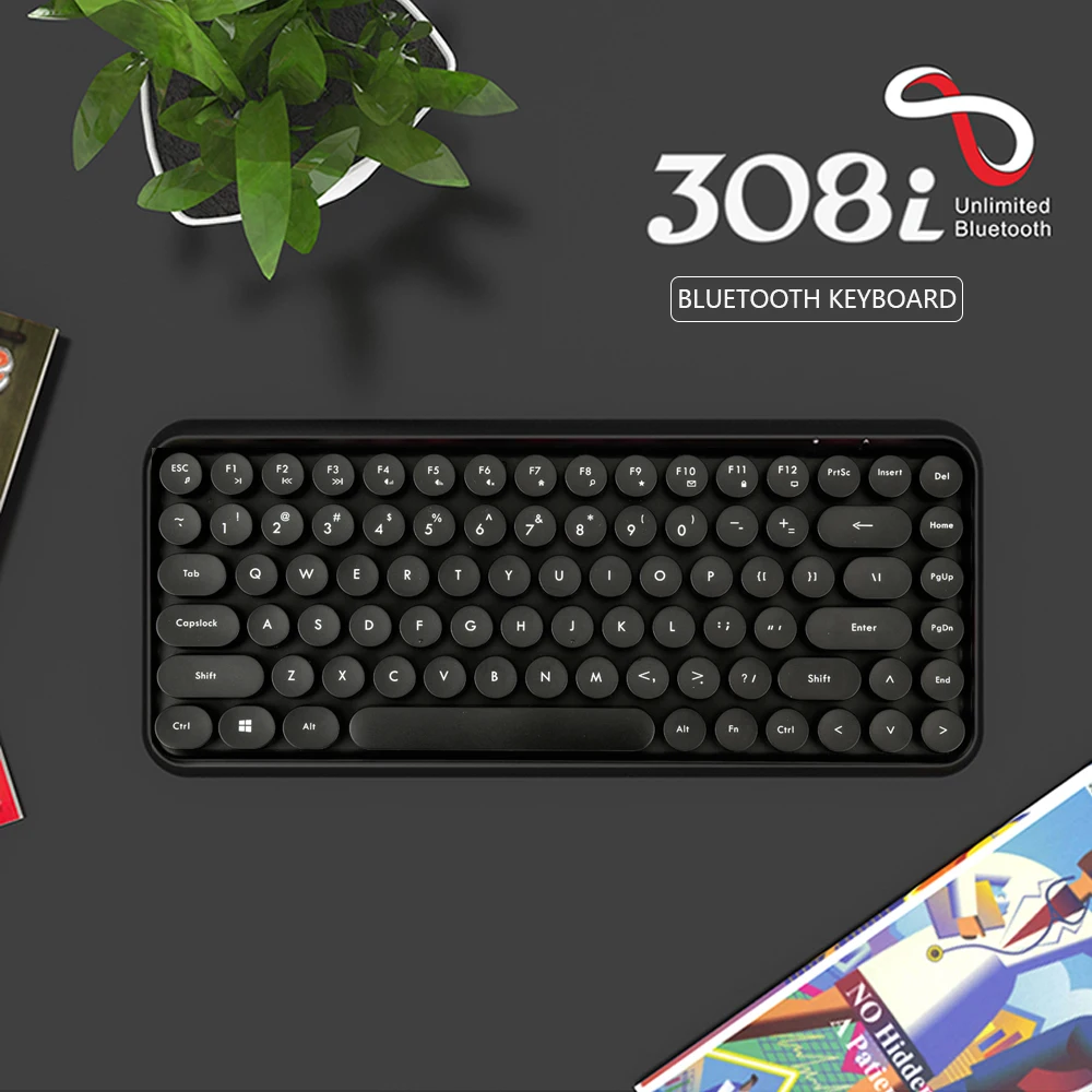 Ajazz Беспроводная BT клавиатура 308i 84 классические круглые клавиши игровая для Windows