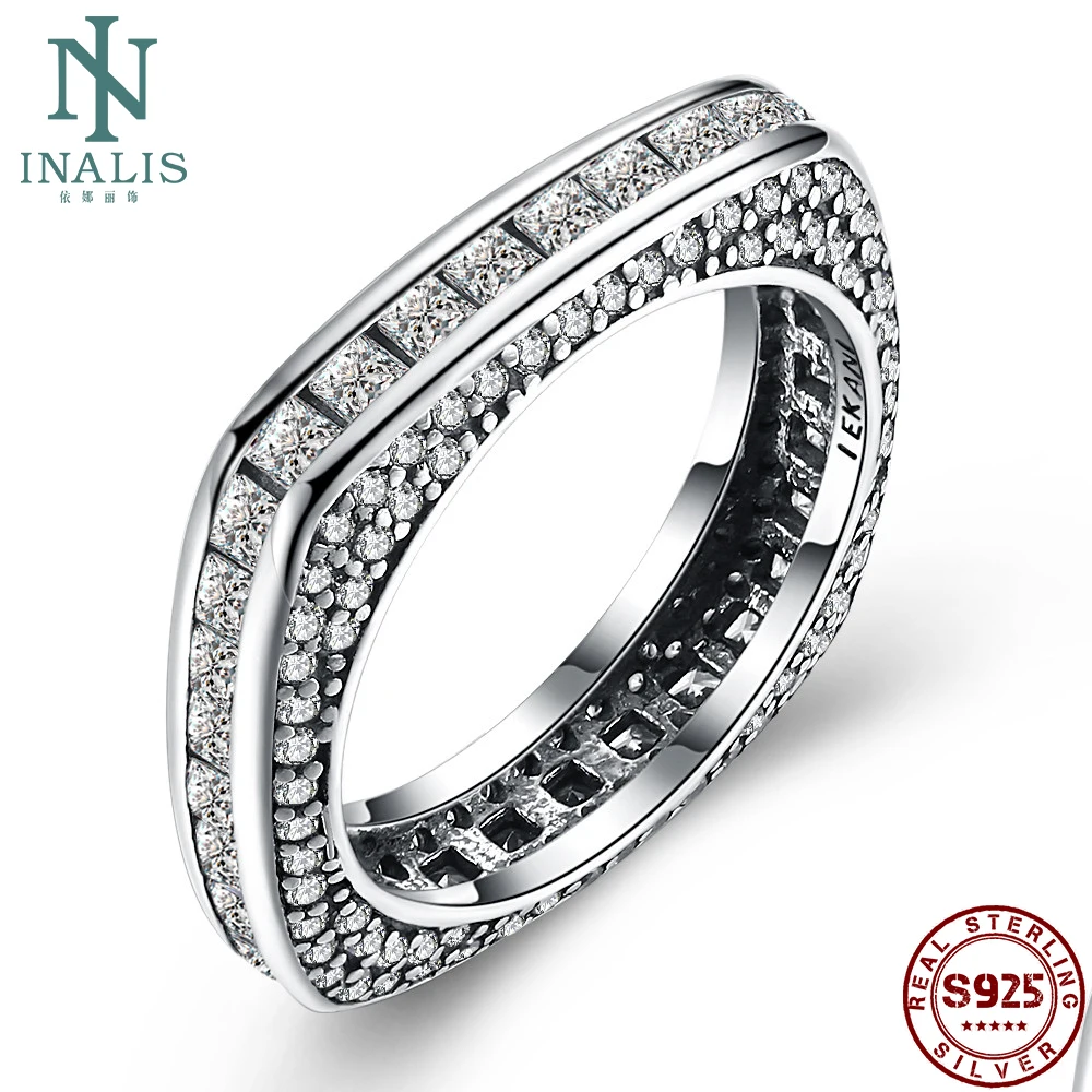 INALIS квадратные кольца из стерлингового серебра 925 пробы для мужчин кольцо в
