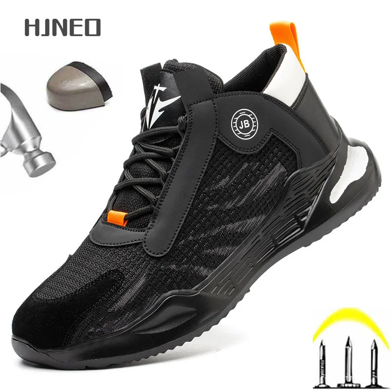 

New Safety Work Shoes For Men Ankle Boots Breathable Soft Kevlar Man Boots Anti Slip Light Footwear Steel Toe Outdoor Sneakers