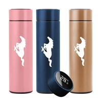 500ml intelligent thermos temperature display customize logo stainless steel vacuum water cup for ford mk3 2018 2019 202 mustang