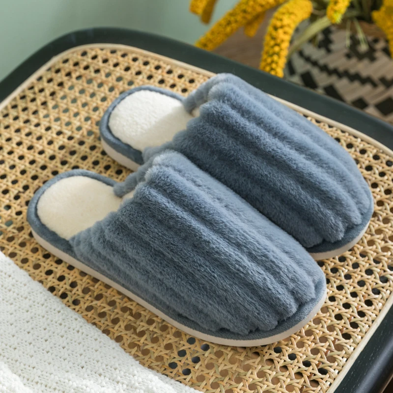 

Women Men Slippers Winter Home Fashion Non-Slip Soft Warm Cute Indoor Bedroom House Couples Floor Shoes
