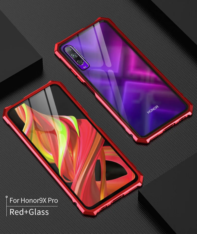 OMEVE для huawei Honor 9X чехол с металлической рамкой и закаленным стеклом задняя крышка для huawei Honor 9X Pro Чехол Honor 9X бампер чехол