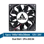 Gdstime DC 12V 24V 14 см 140 мм 140x140x38 мм 14038 двойной шариковый охлаждающий вентилятор сильный ветер Давление компьютер чехол вентилятор промышленности осевой вентилятор