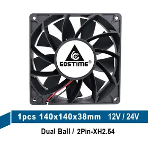 Gdstime DC 12V 24V 14 см 140 мм 140x140x38 мм 14038 двойной шариковый охлаждающий вентилятор сильный ветер Давление компьютер чехол вентилятор промышленности осевой вентилятор