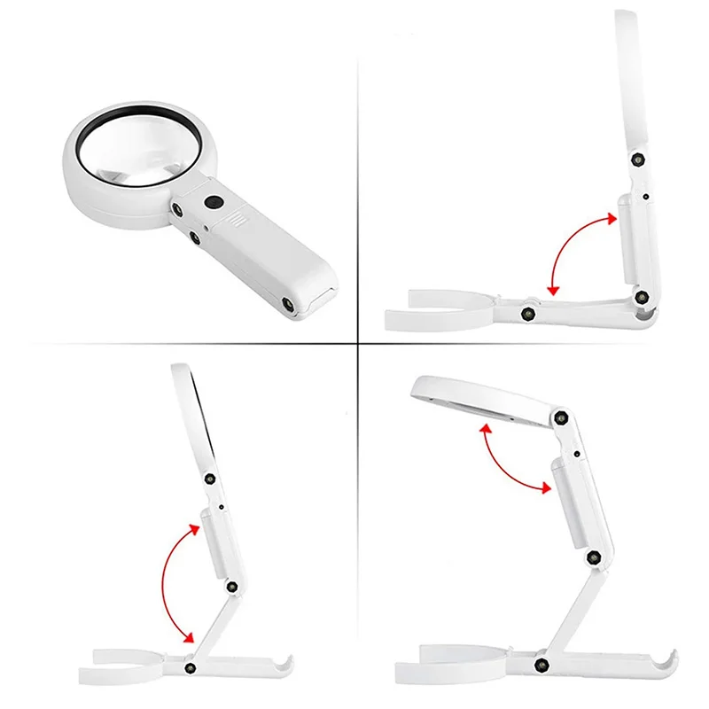 Складная ручная настольная лупа 5X 11X 8 светодиодный подсветка для чтения |