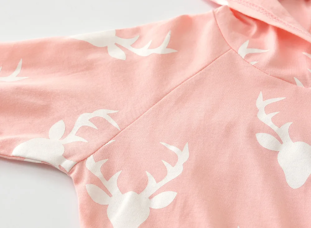 Комплект одежды для новорожденных девочек Модный пуловер с капюшоном и принтом