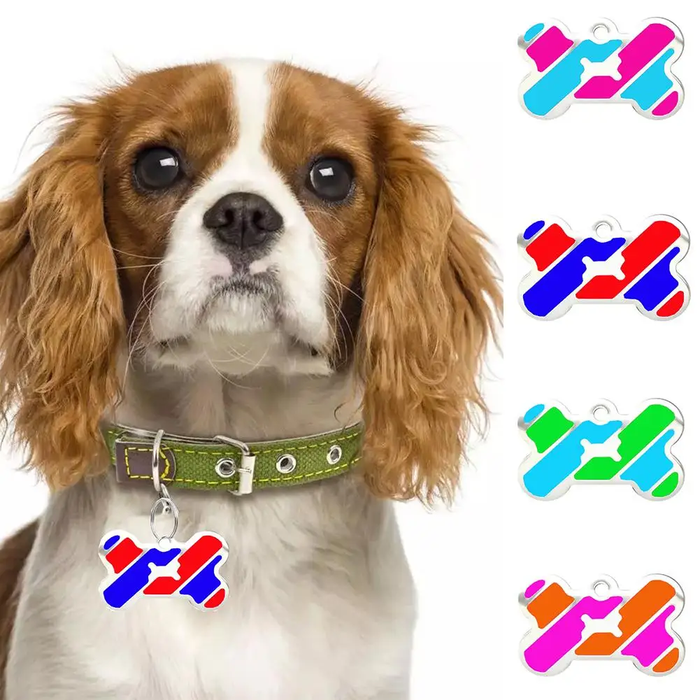 Металлический ошейник в форме кости для собак и кошек табличка с гравировкой