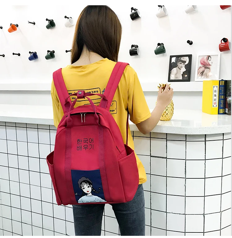 Модный женский рюкзак, 3 шт., новинка, нейлоновый рюкзак, Mochilas, женский рюкзак с милым рисунком, школьный рюкзак для девочек-подростков