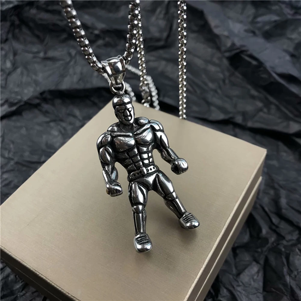 

Stainless Steel Giant Hulk Pendants Necklace Punk Women Man Muscle Man Tag Necklaces Hip hop Halloween Wholesale