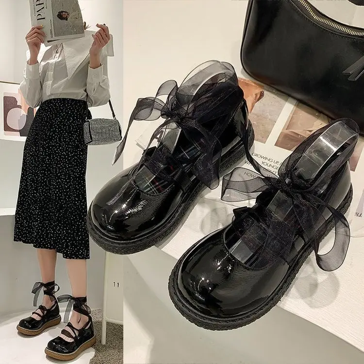 

Женские туфли в стиле Лолиты в японском стиле; Винтажные Туфли Мэри Джейн на платформе и высоком каблуке для студентов колледжа; Большие раз...