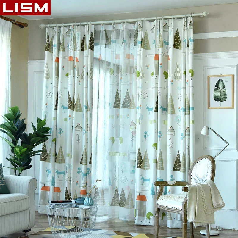 Шторы светонепроницаемые LISM в скандинавском стиле Мультяшные занавески с