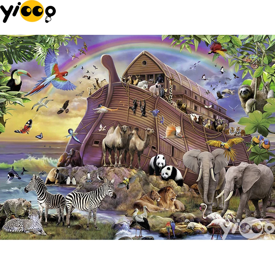 

Full Square/Round Drill Diamond Painting Cross Stitch Embroidery Animals to the Ark Rhinestone Mosaic Home Decor Gift BX2198
