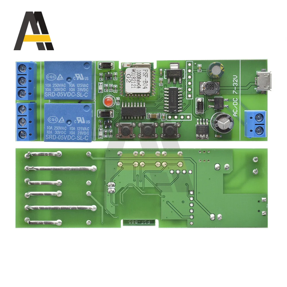 2CH Relay Module WIFI Smart Switch 7V-32V Tuya Control Timer for Home Alexa Google | Обустройство дома