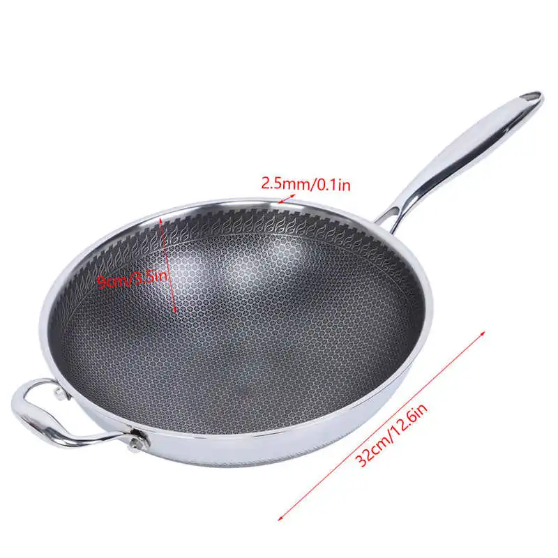 

32cm Stainless Steel Nonstick Frying Baking Pan Wok Cooking Pot Gas Induction Cooker Cookware Kitchen Tools