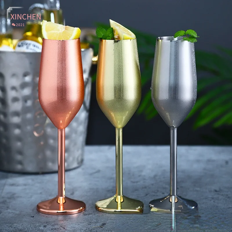 

Stainless Steel Champagne Cup Wine Glass Cocktail Glass Creative Metal Wine Glass Bar Restaurant Goblet Rose Gold