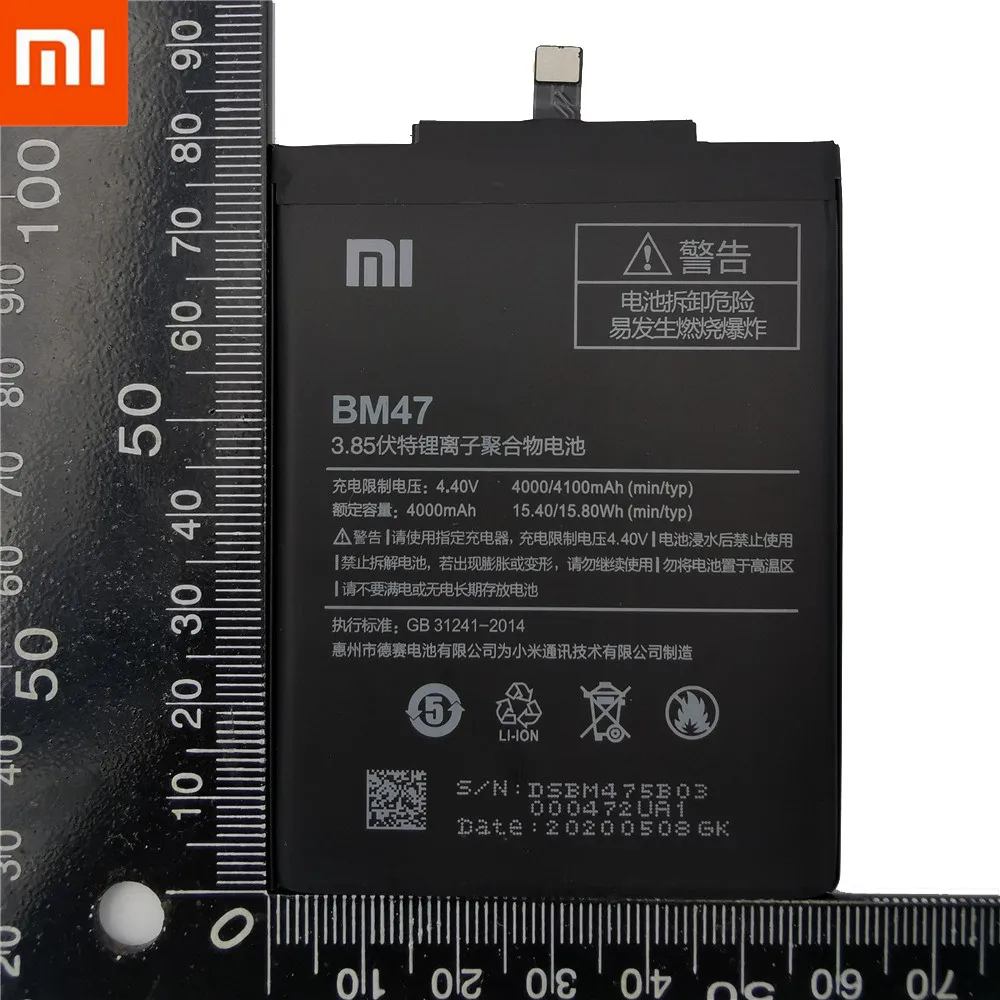 

2020 Years 100% Original XiaoMi Replacement Battery BM47 High Quality 4000mAh For Xiaomi Redmi 3 3S 3X 4X / 3Pro With Free Tools
