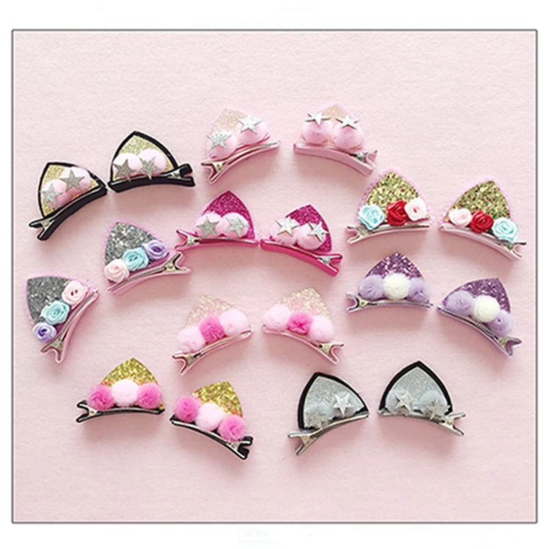 Милые милые заколки с блестками Детские аксессуары для волос кошачьи ушки кролик