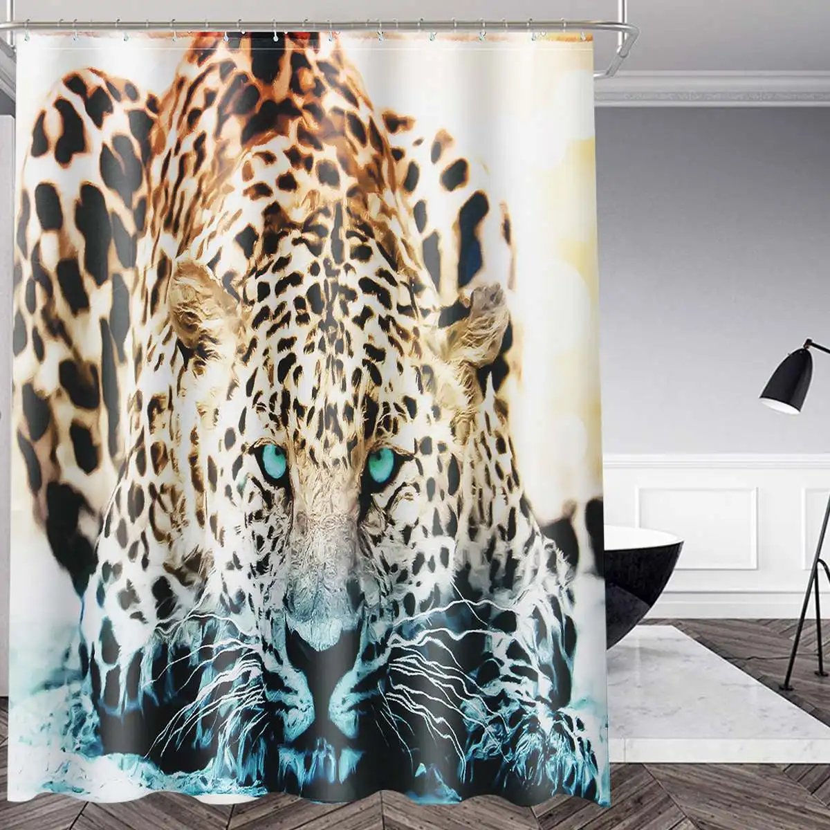 Занавеска для душа с леопардовым принтом пьедестал сиденье унитаза коврик