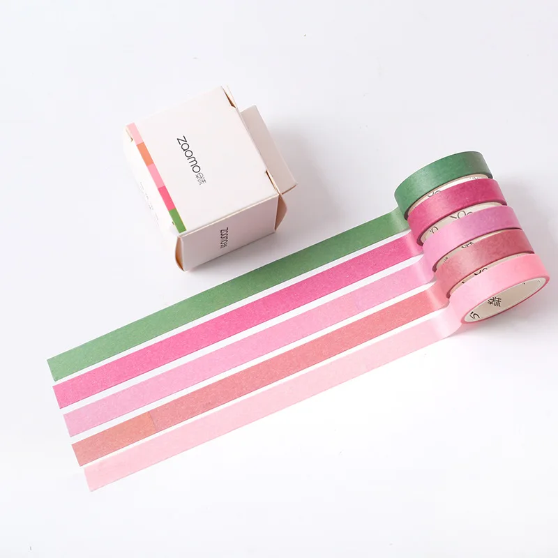 5Pcs/pack Simple Solid Color Masking Tape Set Kawaii Muji Washi Tape Diary Journal Decor Adhesive Tape Christmas Washi Tape D20