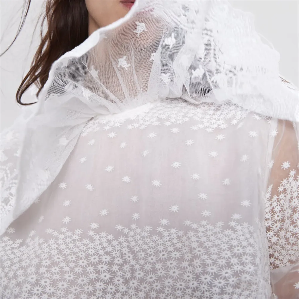 Ladyfirsy милые рубашки ZA с воротником из тюля и рюшами 2020 Женская Весенняя Модная