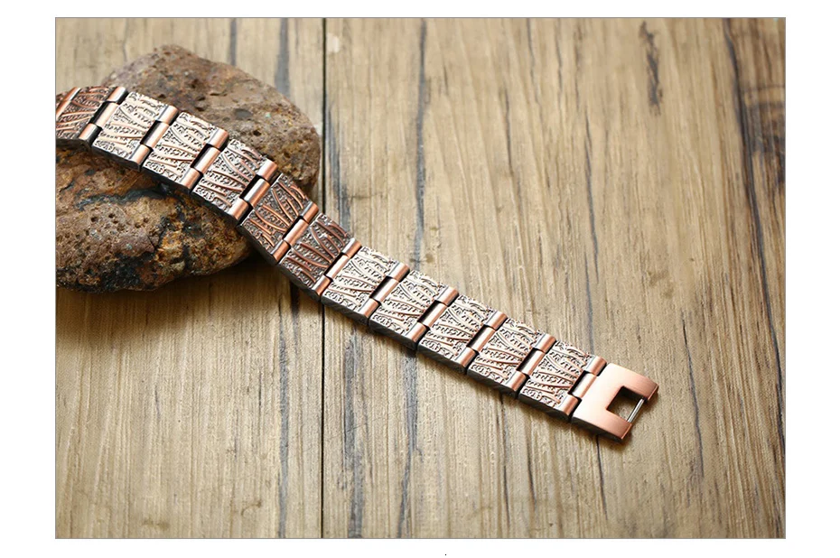 Vnox Stylish Double Row Magnets Red Copper Bracelets 15MM Healthy Magnetic Bio Energy Link Chain Pulsera Masculina 8.6"
