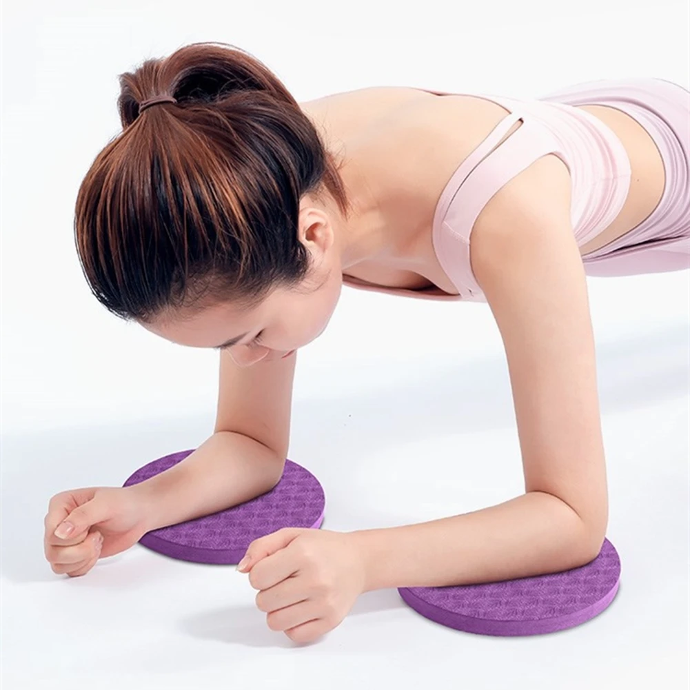2Pcs/Set TPE Small Round Yoga Mats Rebound Plank Elbow Pad Anti-slip Flat Support Mat Knee Pads for Home Fitness Workout 15mm