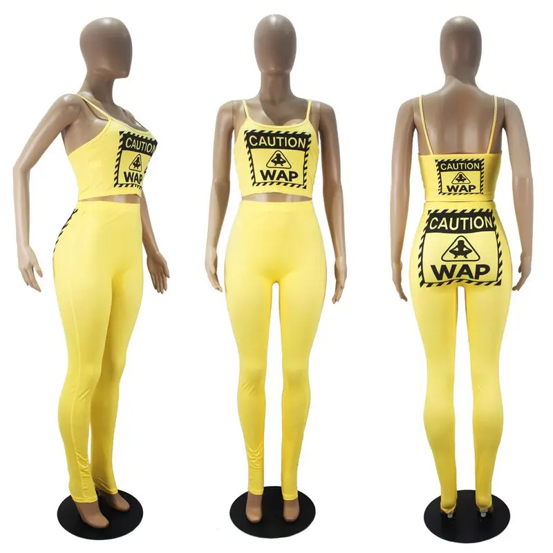 

ZKYZWX Club Party Letter Print Women Set Two Piece Set Tracksuits Tank Tops Fashion Plus Size Jogger Sweatpants Outfit Suit