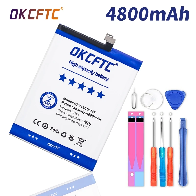 

OKCFTC новый оригинальный HE346 4800 мАч аккумулятор HE 346 для Nokia 7 Plus 7 P N7P батареи батарея