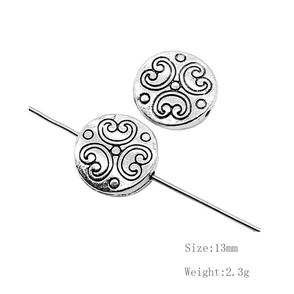 

Malzahar 15 Pieces Round Pattern Small Hole Flat Beads Jewelry Findings Components Diy Craft Supplies
