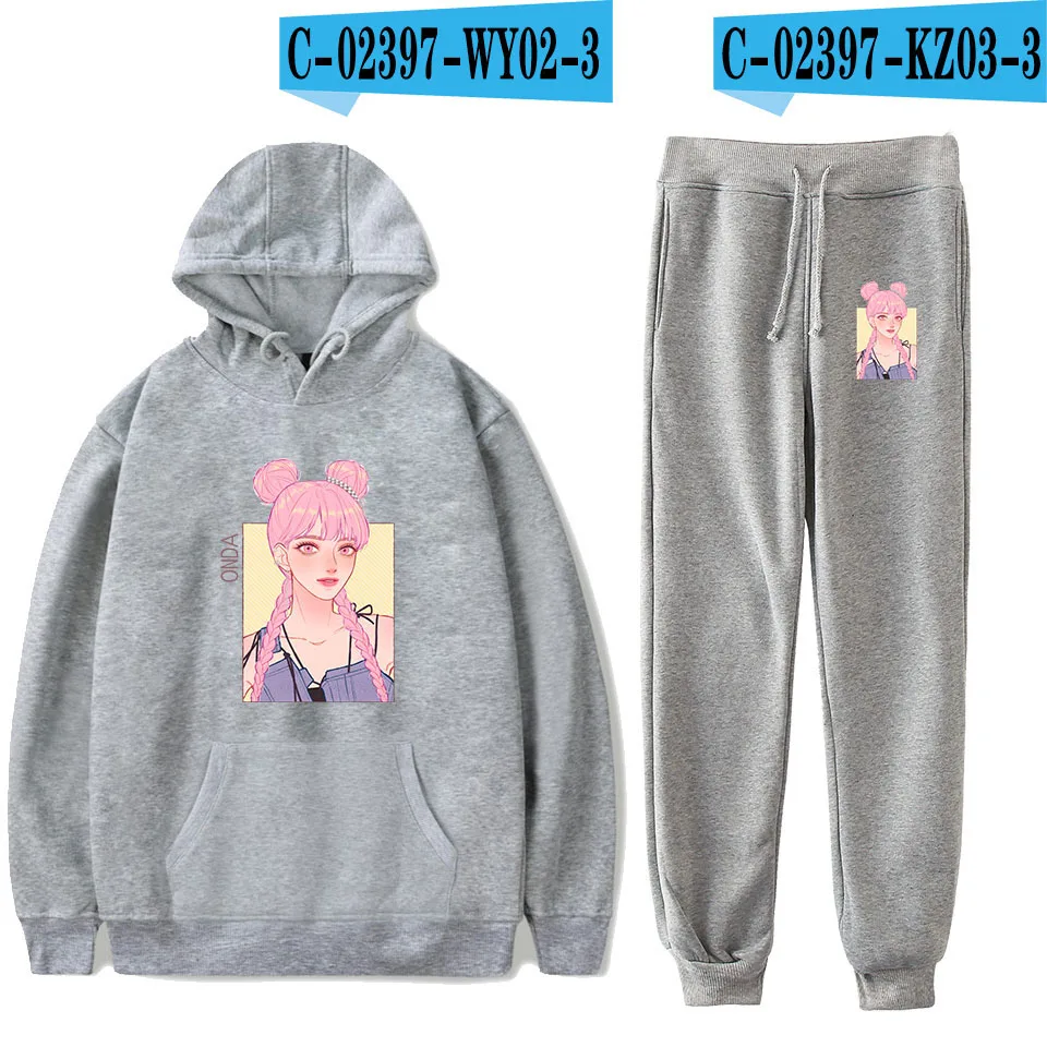 Harajuku Everglow Kpop, стиль, повседневные наборы свитшотов, спортивные толстовки, толстовки+ брюки Харадзюку, мужские/женские комплекты - Цвет: WY02KZ03