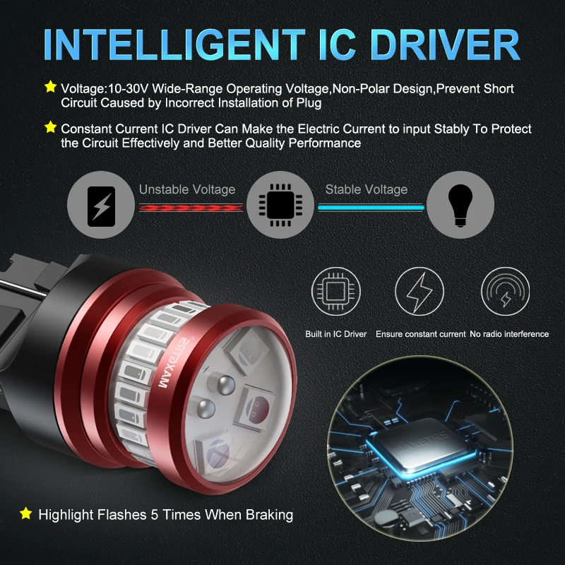 2x стробоскопическая вспышка 1157 7443 Светодиодная лампа 3157 SMD СВЕТОДИОДНЫЙ P21/5W BAY15D