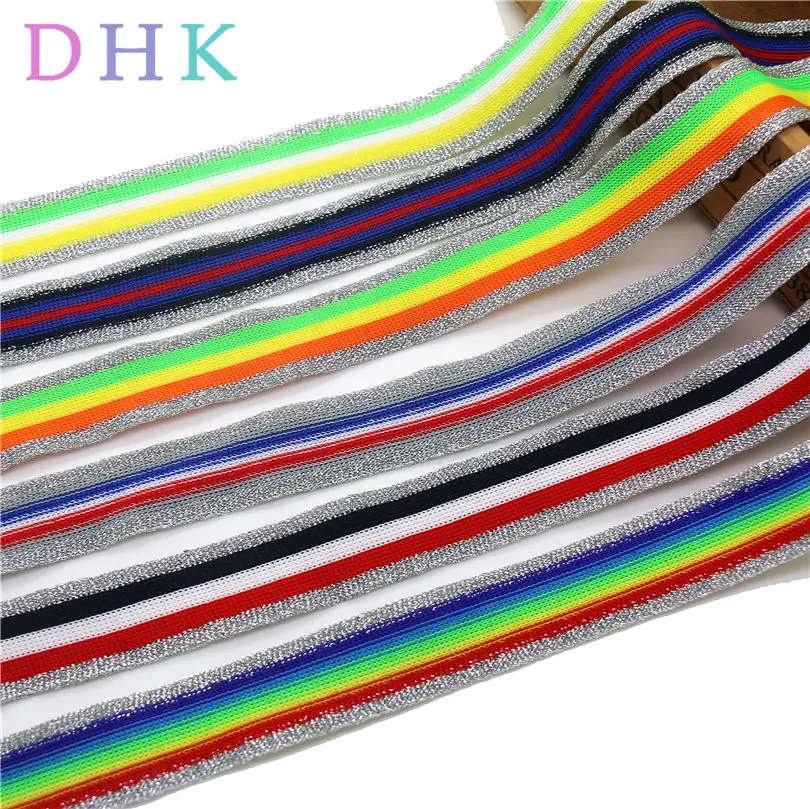 

DHK 1 ''6 цветов на выбор, красочные блестящие края, спортивная мягкая вязальная лента, аксессуары для одежды и швейных принадлежностей, 25 мм, ...