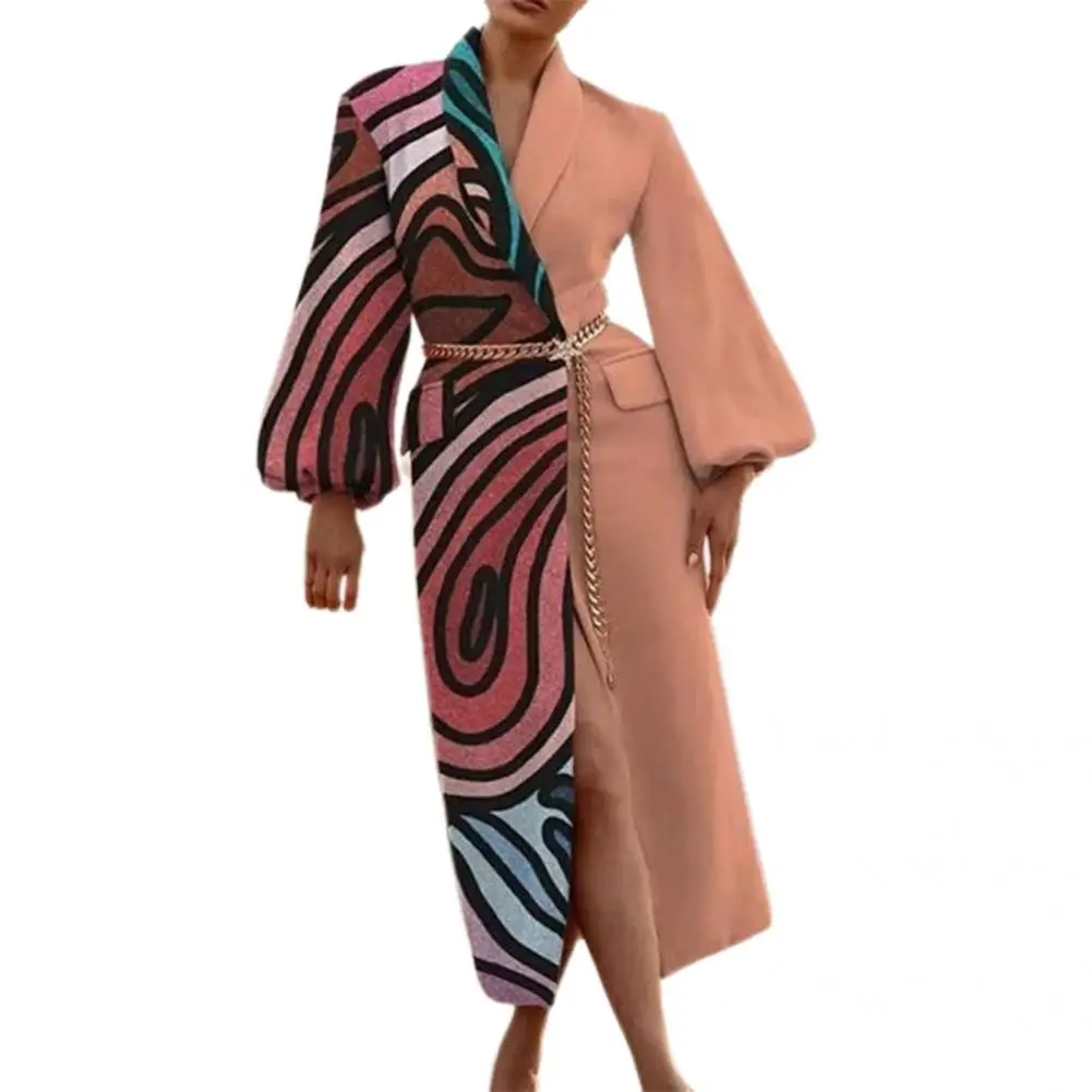 

Classic Jacket Overcoat Lantern Sleeve Skin-Touch Mid-Calf Lapel Woolen Coat Women Coat Woolen Coat