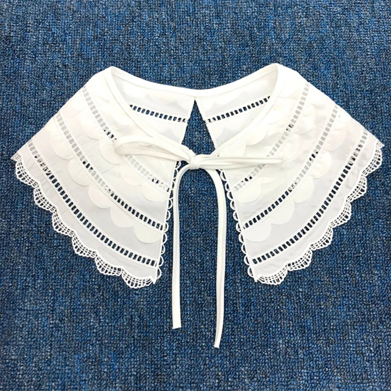 

2021 Spring Women Lace Fake Collars Neck Shawl Shirt Blouse Detachable for Girls Wrap Faux Collars Ladies Sweater Decorative