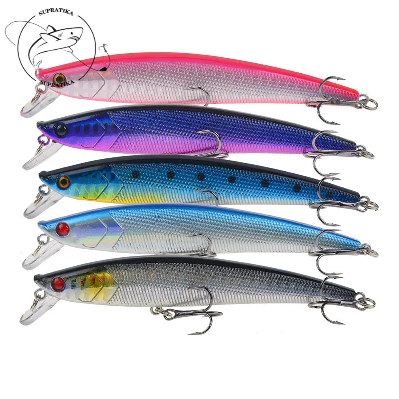 

Искусственный 6 # с острыми крючками 3D глаза 5 Цвета на высоком каблуке 11 см/11g стройные Пластик жесткая приманка, воблер бионическая приманка...