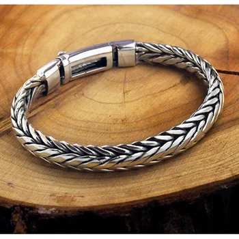 Solid S925 Pure Silver Vintage Mighty Men Bracelet 2