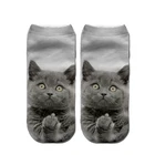 Модные Забавные милые Мультяшные носки с 3D-принтом котенка унисекс короткие носки креативные цветные с несколькими лицами кошки счастливые низкие носки для женщин