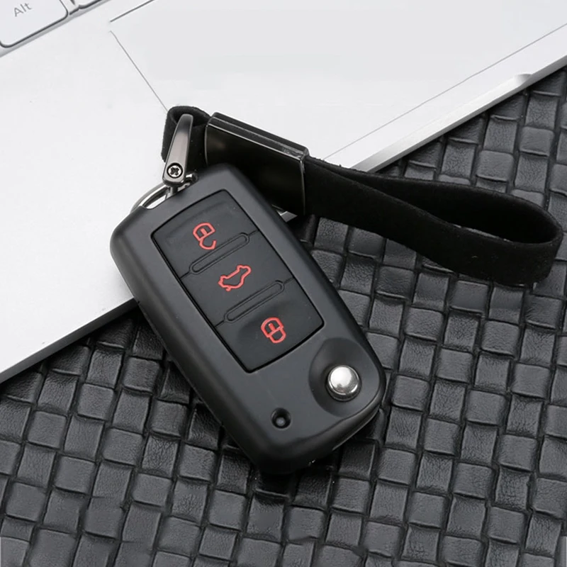 

New hot sale Zinc alloy+Silicone car key case cover keychain For Skoda Octavia A5 A7 Kodiaq Karoq Superb A7 Fabia Rapid Yeti