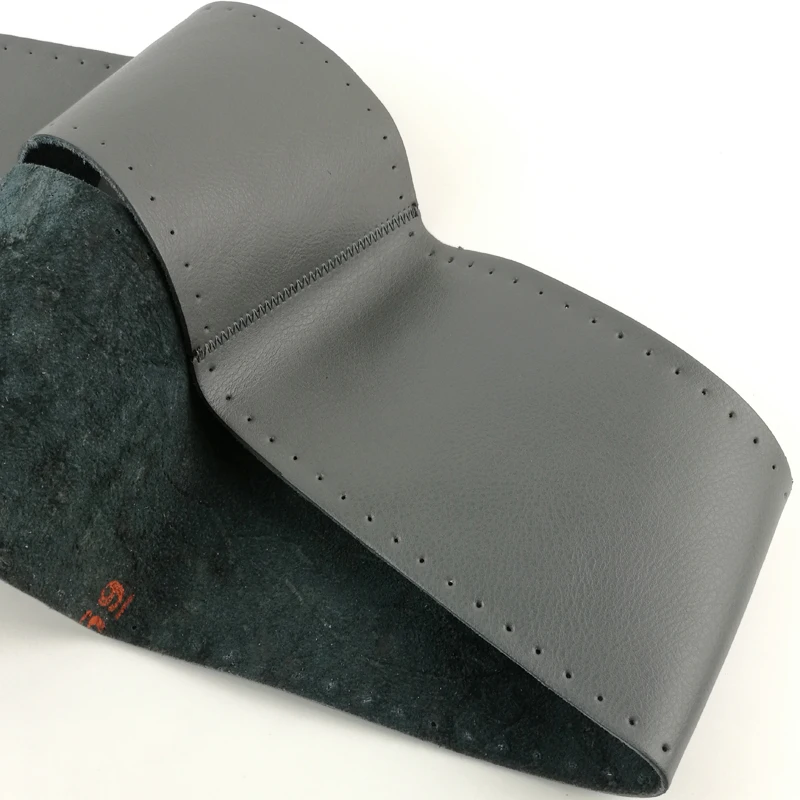 1 шт. Натуральная Воловья кожа кожаное рулевое колесо Ручное шитье голубой серый