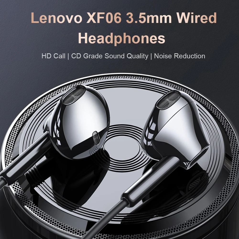 Проводные наушники Lenovo XF06 3 5 мм наушники-вкладыши стерео музыкальные для